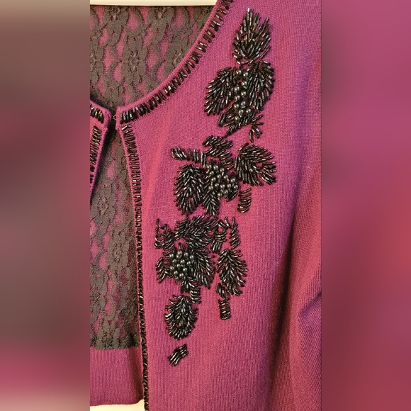Costa Blanca large Purple & Black retro inspired cardigan EUC - Picture 3 of 7